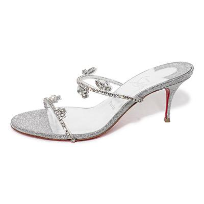 Christian Louboutin Size 40 Silver Just Queen Crystal Heels