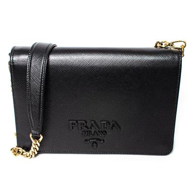 Prada Size Small Black Saffiano Lux Crossbody Bag