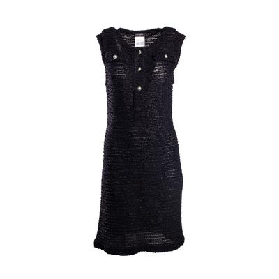 Chanel Size 40 Black Tweed Short Dress