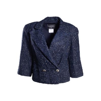 Chanel Size 40 Navy Tweed 2012 Jacket 