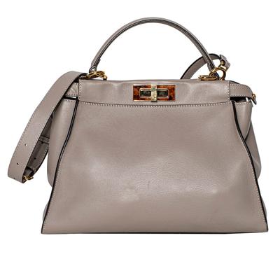 Fendi Size Med Grey Leather Peekaboo Handbag