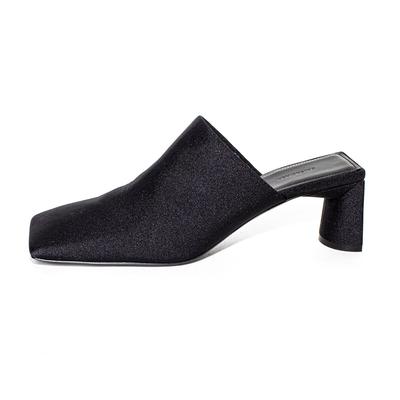 Balenciaga Size 37.5 Black Square Toe Heels