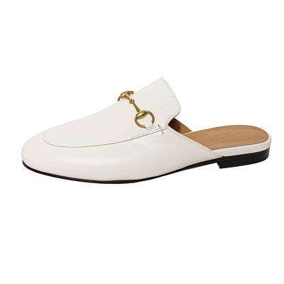 Gucci Size 38.5 White Princetown Horsebit Shoes