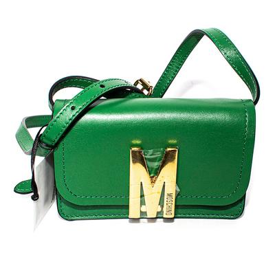 Moschino Size Small Green Leather Crossbody Bag