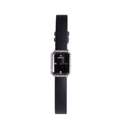 Chanel Black Strap Diamond Encrusted Watch
