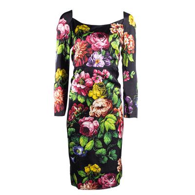  Dolce & Gabbana Size 42 Black Floral Dress