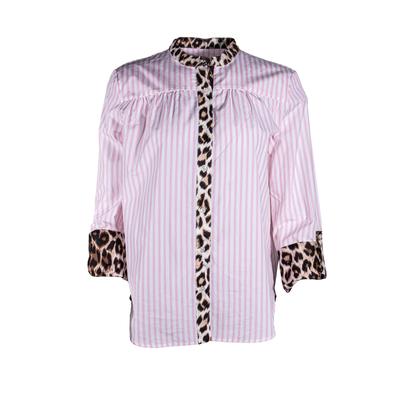 La Prestic Ouiston Size 2 Pink Striped Leopard Shirt