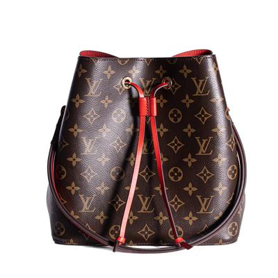Louis Vuitton Brown & Red Monogram Bucket Bag