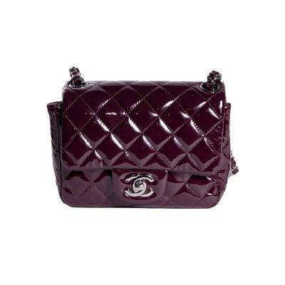 Chanel Burgundy Quilted Patent Mini Crossbody