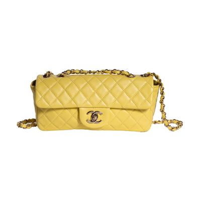 Chanel Yellow East West Quilted Flap Handbag