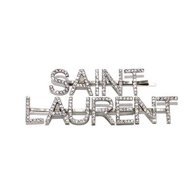 Saint Laurent Silver Crystal Embellished Hair Clips