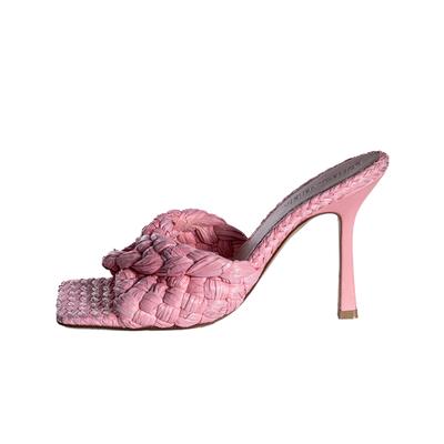 Bottega Veneta Size 38 Pink Woven Heels