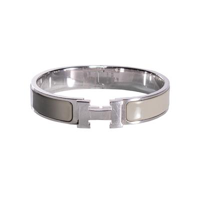 Hermes Grey & Silver H Clic Enamel Bracelet