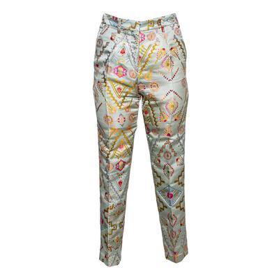 Etro Size 40 Multicolored Embroidered Brocade Pants