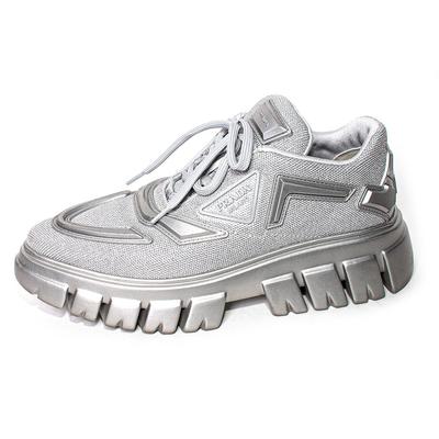 Prada Size 39 Silver Evolution Tech Sneakers