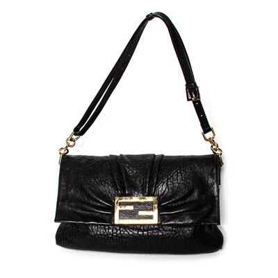 Fendi Black Crinkled Lambskin Handbag