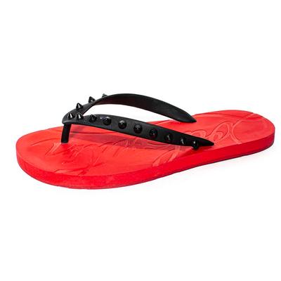 Christian Louboutin Size 38 Red Studded Rubber Flip-Flops