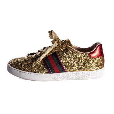 Gucci Size 38 Gold Glitter Sneakers