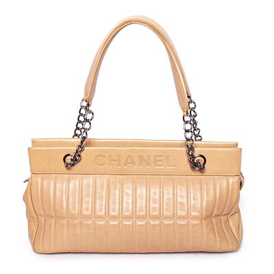 Chanel Beige Calfskin Quilted Leather Handbag