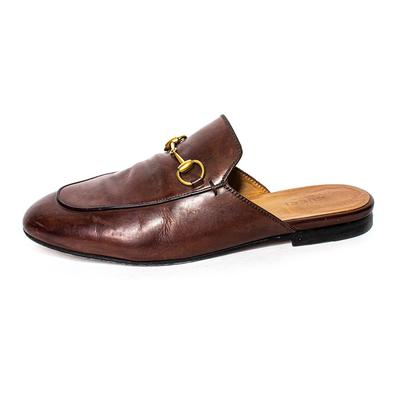 Gucci Size 38 Brown Leather Princetown Shoes