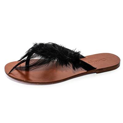 Christian Dior Size 37 Black Feather Sandals