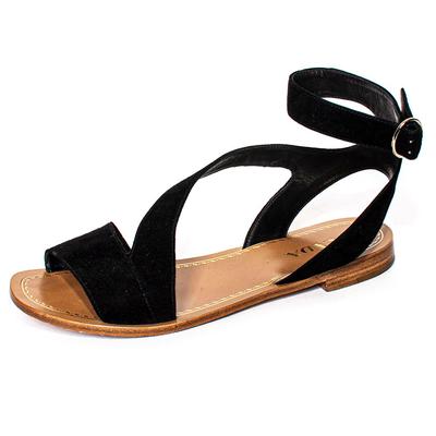 Prada Size 38.5 Black Suede Sandals