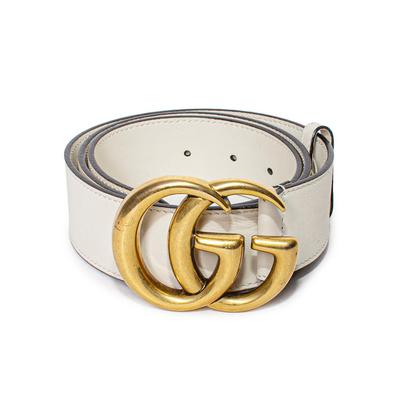 Gucci Size 34/85 White Leather Marmont GG Belt
