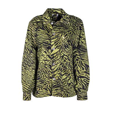 Ganni Size 38 Green Tiger Stripe Jacket