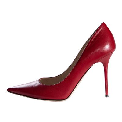 Jimmy Choo Size 37.5 Red Leather Heels