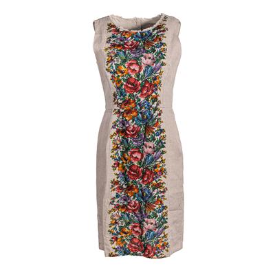 Dolce & Gabbana Size 44 Tan Floral Dress