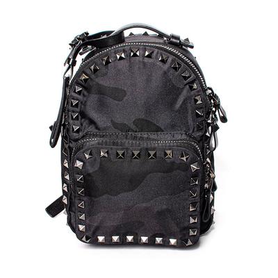 Valentino Size Small Black Camo Rockstud Backpack