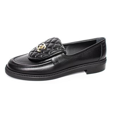 Chanel Size 41.5 Black Turnlock Loafers