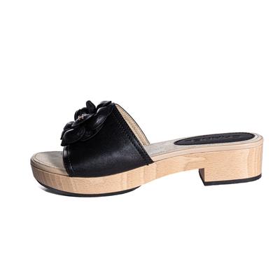 Chanel Size 41 Black Wood Sandals