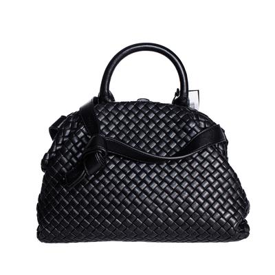 Bottega Veneta Black Leather Woven Handbag
