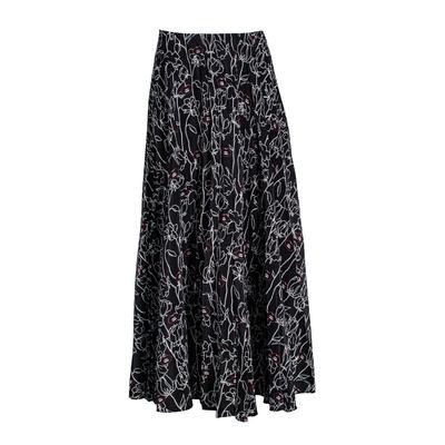 Valentino Size 40 Black Floral Skirt