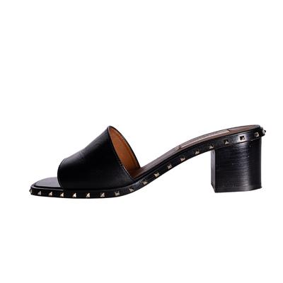 Valentino Size 36.5 Black Thick Heel Sandal