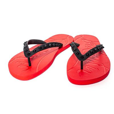 Christian Louboutin Size 40 Red Rockstud Flip Flops