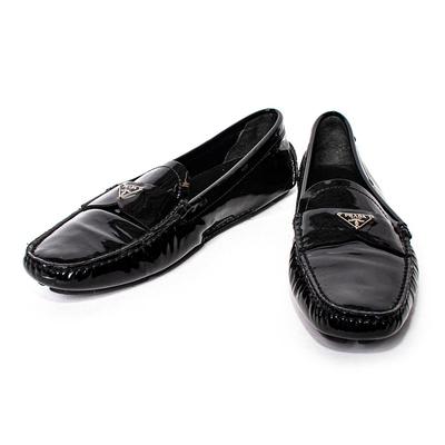 Prada Size 40 Black Patent Loafers