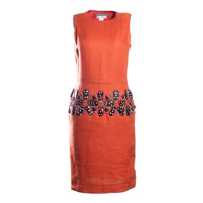 Oscar De La Renta Orange Beaded Dress