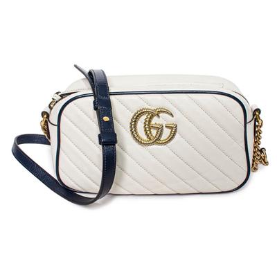 Gucci Size Small Cream Marmont Matelasse Crossbody Bag
