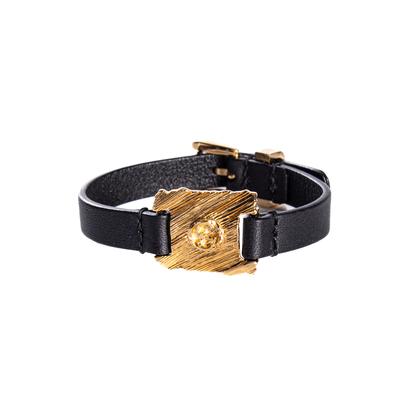 Gucci Interlocking Black Leather Logo Bracelet