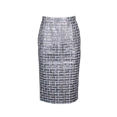 Chanel Size 38 Silver Woven Skirt