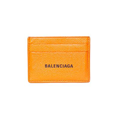 Balenciaga Size Small Orange Leather Card Wallet