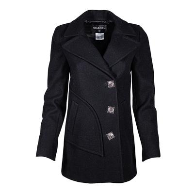 Chanel Size 36 Black Wool Coat