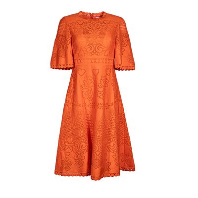 Valentino Size 42 Orange Heart & Flower Dress