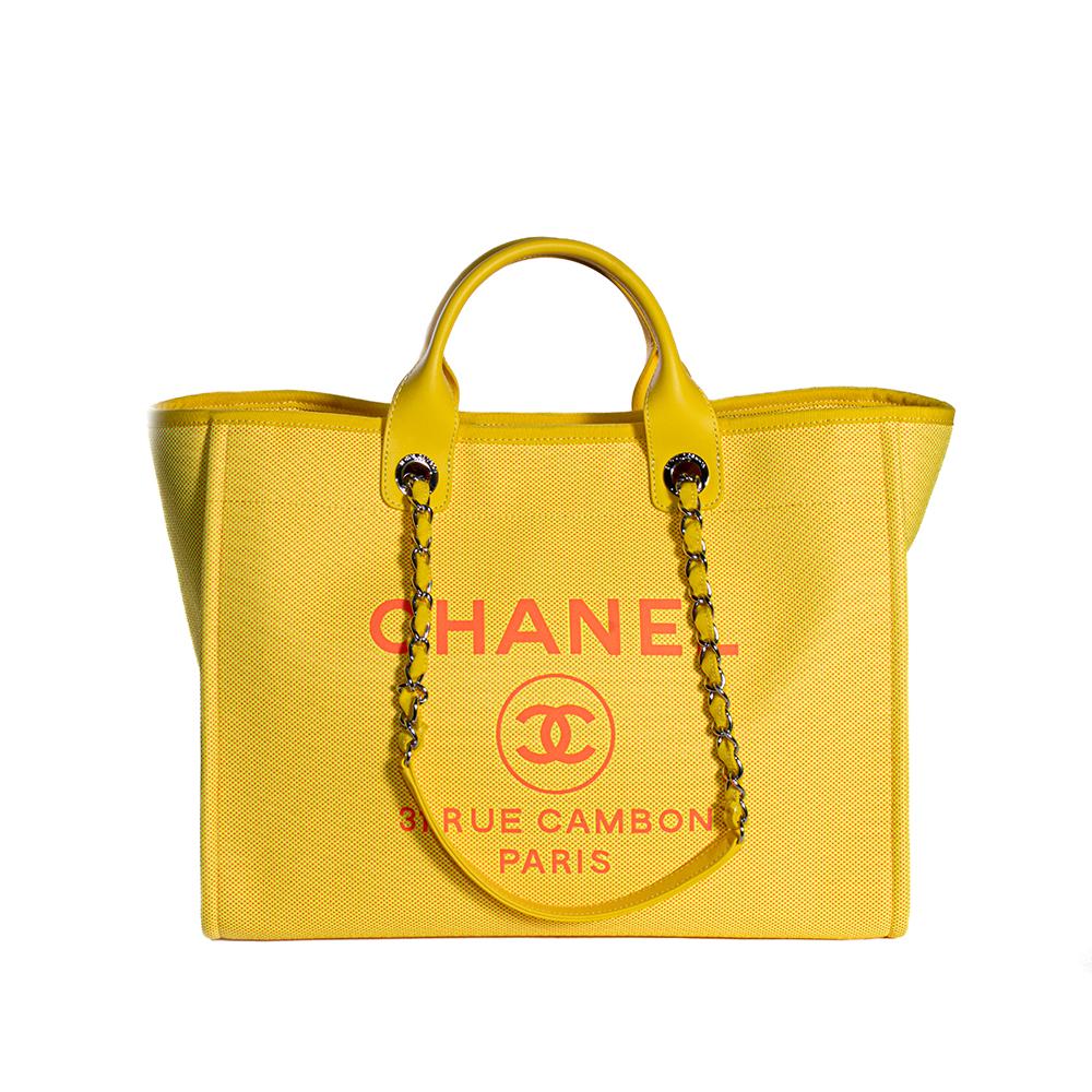 My Sister's Closet  Chanel Chanel Size XL Yellow Neon Canvas Deauville  With Insert