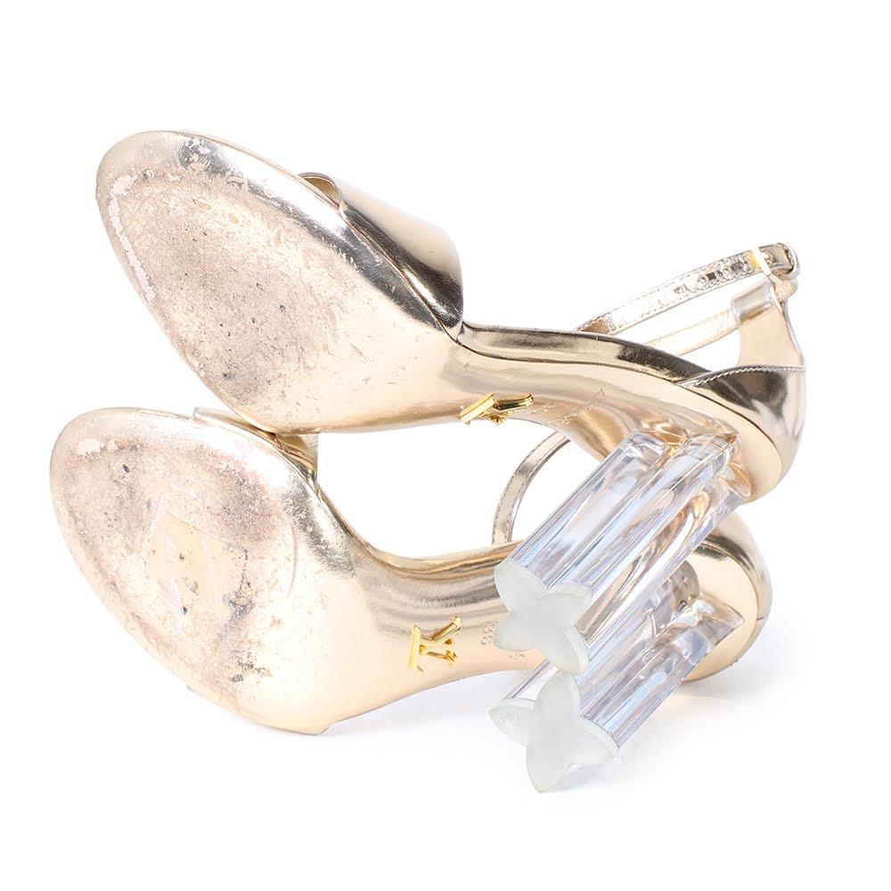 Louis Vuitton Silver Crystal Flower Sandals 36.5 at 1stDibs